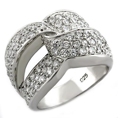 Rhodium 925 Sterling Silver Ring with AAA Grade CZ in Clear