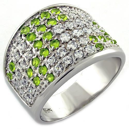 Rhodium 925 Sterling Silver Ring with AAA Grade CZ in Multi Color