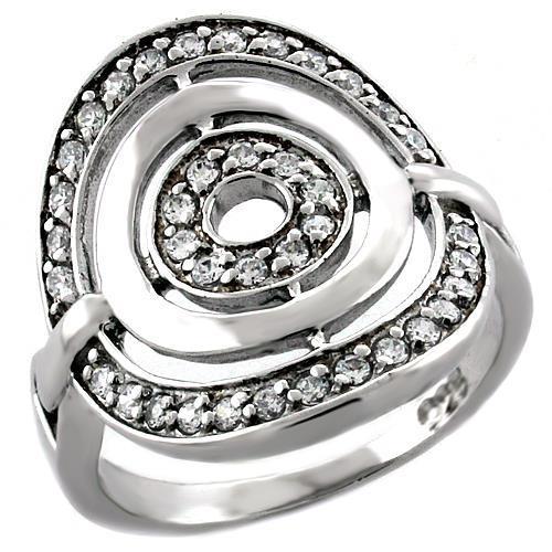 Rhodium 925 Sterling Silver Ring with AAA Grade CZ in Clear