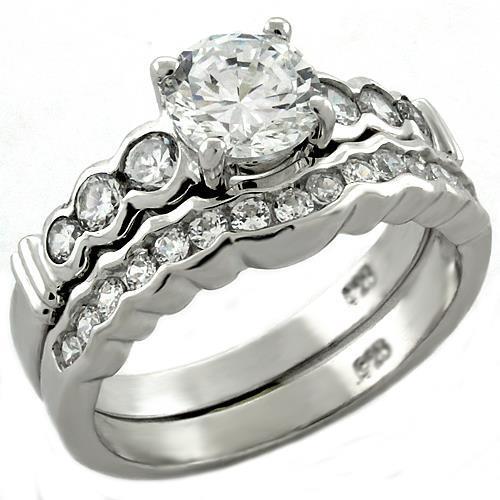 Rhodium 925 Sterling Silver Ring with AAA Grade CZ in Clear