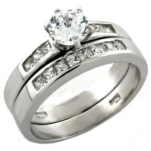Rhodium 925 Sterling Silver Ring with AAA Grade CZ in Clear