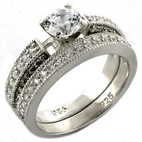 Rhodium 925 Sterling Silver Ring with AAA Grade CZ in Clear