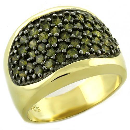 Gold 925 Sterling Silver Ring with AAA Grade CZ in Peridot