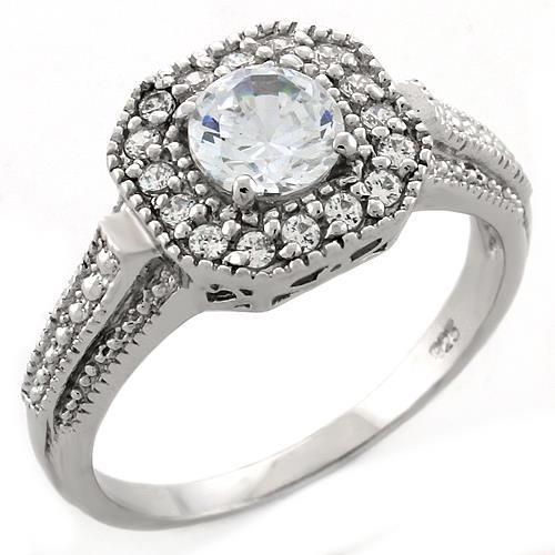 Rhodium 925 Sterling Silver Ring with AAA Grade CZ in Clear