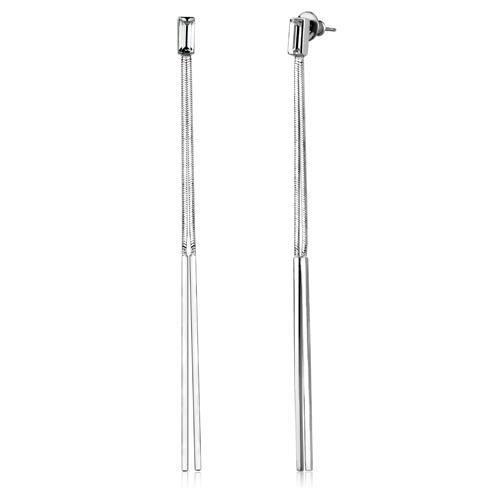 High-Polished White Metal Earrings with No Stone