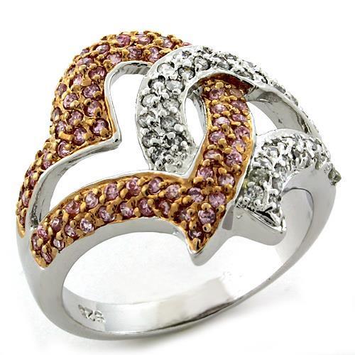 Rose Gold 925 Sterling Silver Ring with AAA Grade CZ in Rose