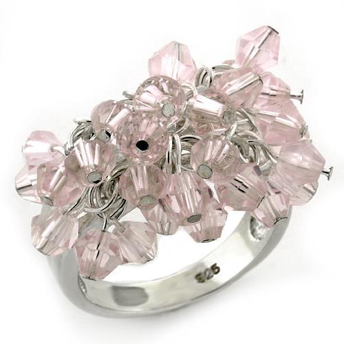 High-Polished 925 Sterling Silver Ring with Synthetic Acrylic in Light Rose