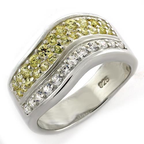 High-Polished 925 Sterling Silver Ring with AAA Grade CZ in Citrine