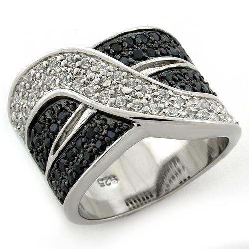 Special Color 925 Sterling Silver Ring with AAA Grade CZ in Jet