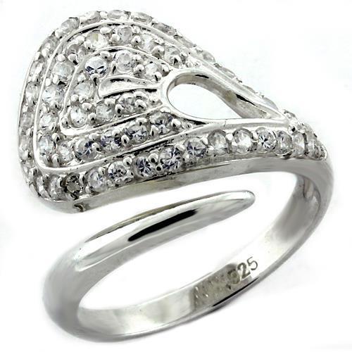 High-Polished 925 Sterling Silver Ring with AAA Grade CZ in Clear
