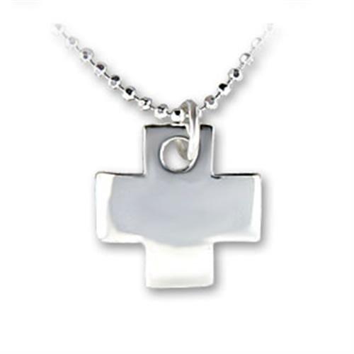 High-Polished 925 Sterling Silver Chain Pendant with No Stone