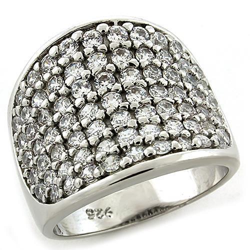 Rhodium 925 Sterling Silver Ring with AAA Grade CZ in Amethyst