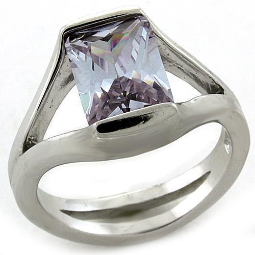 Rhodium 925 Sterling Silver Ring with AAA Grade CZ in Amethyst