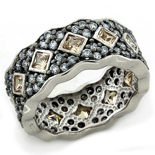 Special Color 925 Sterling Silver Ring with AAA Grade CZ in Champagne