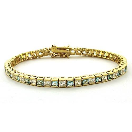 Gold 925 Sterling Silver Bracelet with AAA Grade CZ in Clear