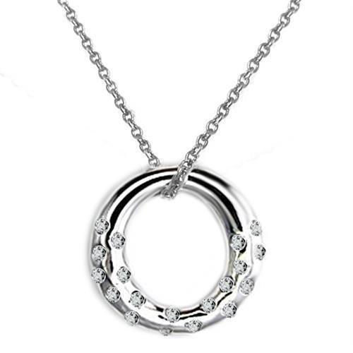 High polished (no plating) 925 Sterling Silver Chain Pendant with AAA Grade CZ in Clear