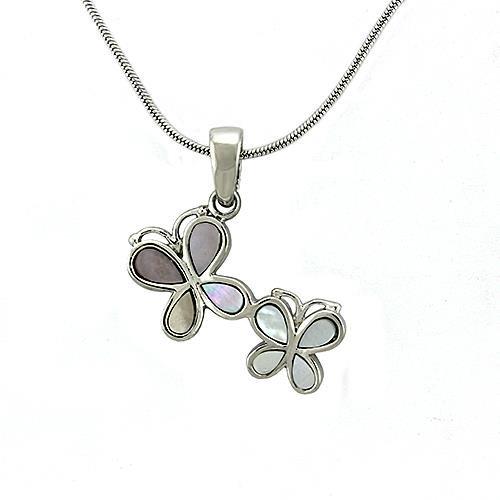 Rhodium 925 Sterling Silver Chain Pendant with Precious Stone Conch in Multi Color