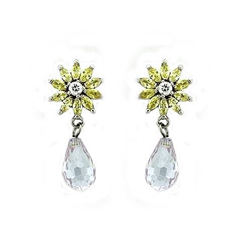 Rhodium 925 Sterling Silver Earrings with AAA Grade CZ in Multi Color