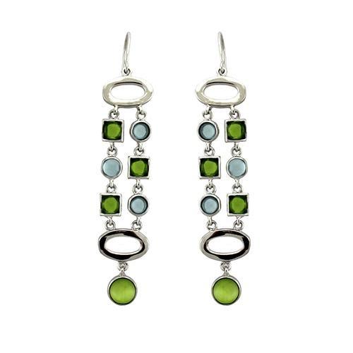Rhodium 925 Sterling Silver Earrings with AAA Grade CZ in Peridot
