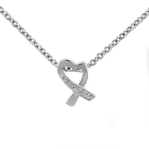 High polished (no plating) 925 Sterling Silver Chain Pendant with AAA Grade CZ in Clear