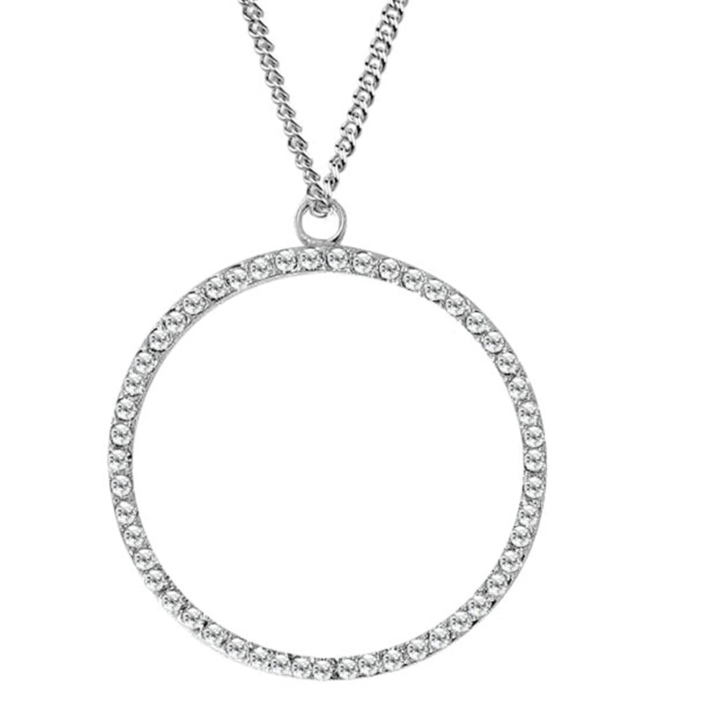 Rhodium Brass Pendant with AAA Grade CZ in Clear