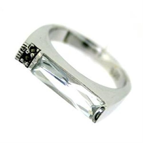 Rhodium 925 Sterling Silver Ring with AAA Grade CZ in Clear