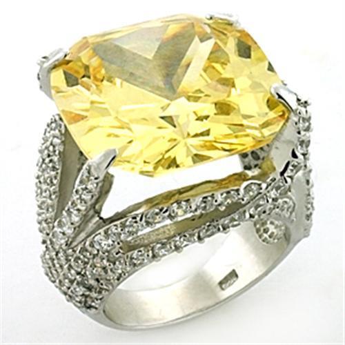 Rhodium 925 Sterling Silver Ring with AAA Grade CZ in Topaz
