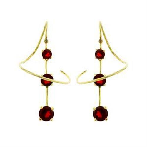 Gold 925 Sterling Silver Earrings with AAA Grade CZ in Ruby