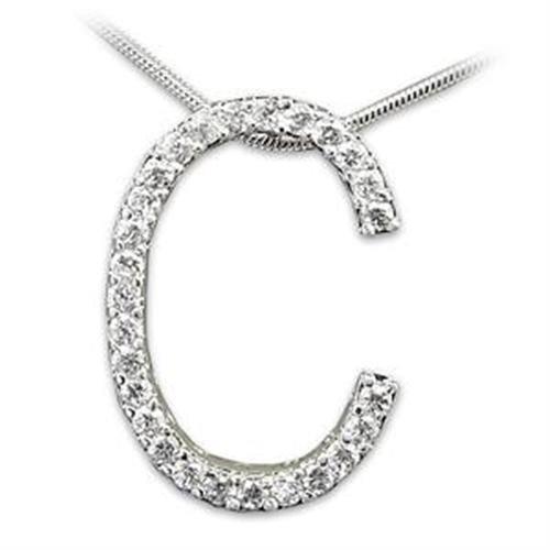 Rhodium 925 Sterling Silver Pendant with AAA Grade CZ in Clear