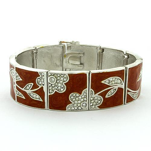 Rhodium 925 Sterling Silver Bracelet with Top Grade Crystal in Clear