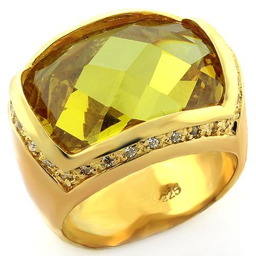 Gold 925 Sterling Silver Ring with AAA Grade CZ in Topaz