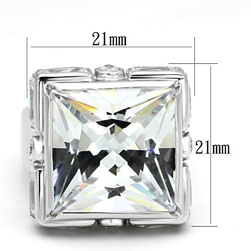 Rhodium 925 Sterling Silver Ring with AAA Grade CZ in Clear