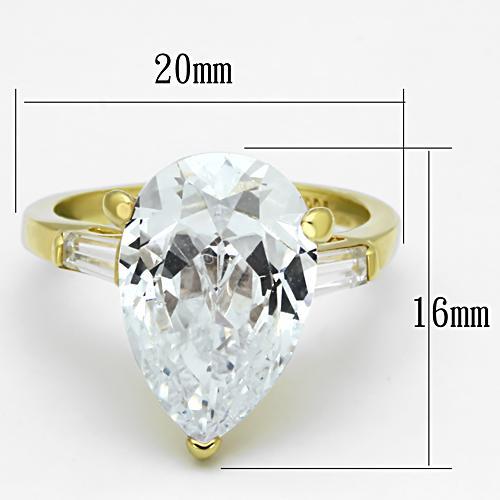 Gold 925 Sterling Silver Ring with AAA Grade CZ in Clear