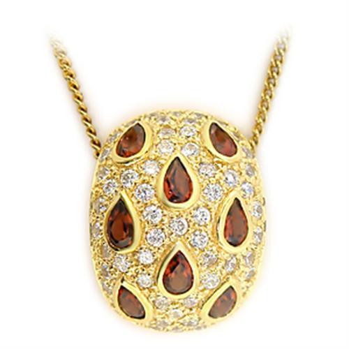 Gold 925 Sterling Silver Pendant with Genuine Stone in Garnet - Pendant Only