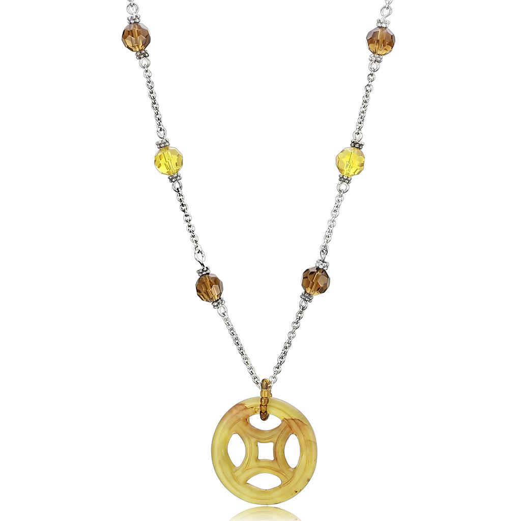 Silver 925 Sterling Silver Necklace with Synthetic Jade in Multi Color