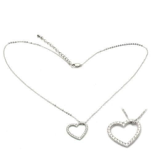 Rhodium 925 Sterling Silver Chain Pendant with AAA Grade CZ in Clear