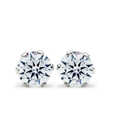Rhodium 925 Sterling Silver Earrings with AAA Grade CZ in Clear