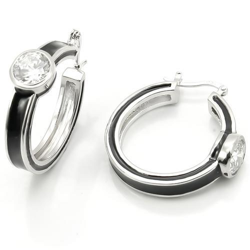 Rhodium 925 Sterling Silver Earrings with AAA Grade CZ in Clear