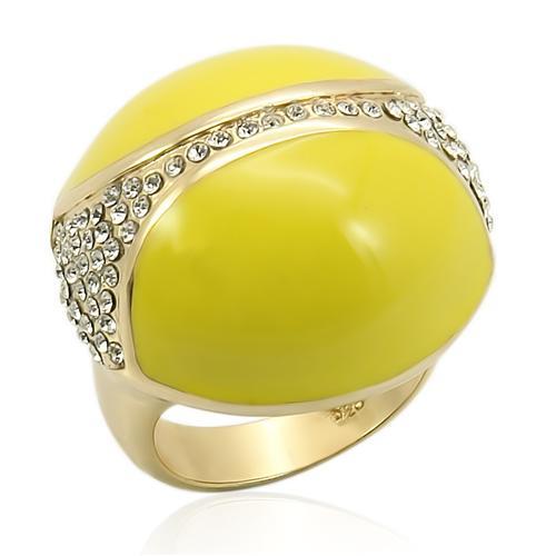 Gold 925 Sterling Silver Ring with Top Grade Crystal in Clear