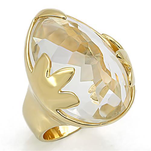 Gold 925 Sterling Silver Ring with Genuine Stone in Clear