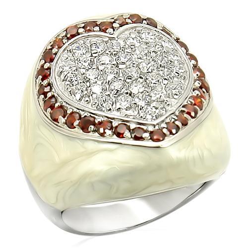 Rhodium 925 Sterling Silver Ring with AAA Grade CZ in Garnet