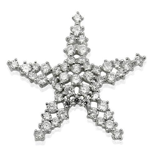 Rhodium 925 Sterling Silver Pendant with AAA Grade CZ in Clear