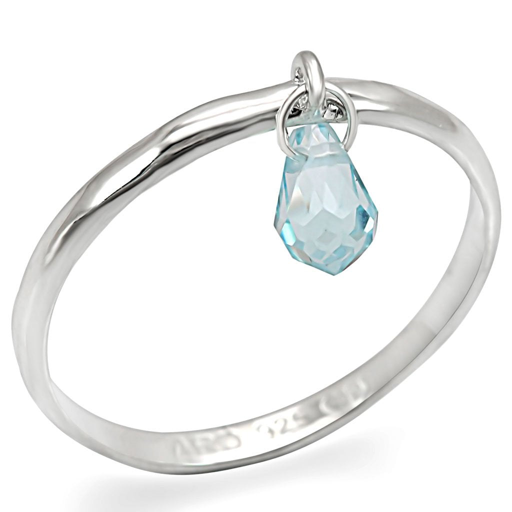 Silver 925 Sterling Silver Ring with Genuine Stone in Sea Blue