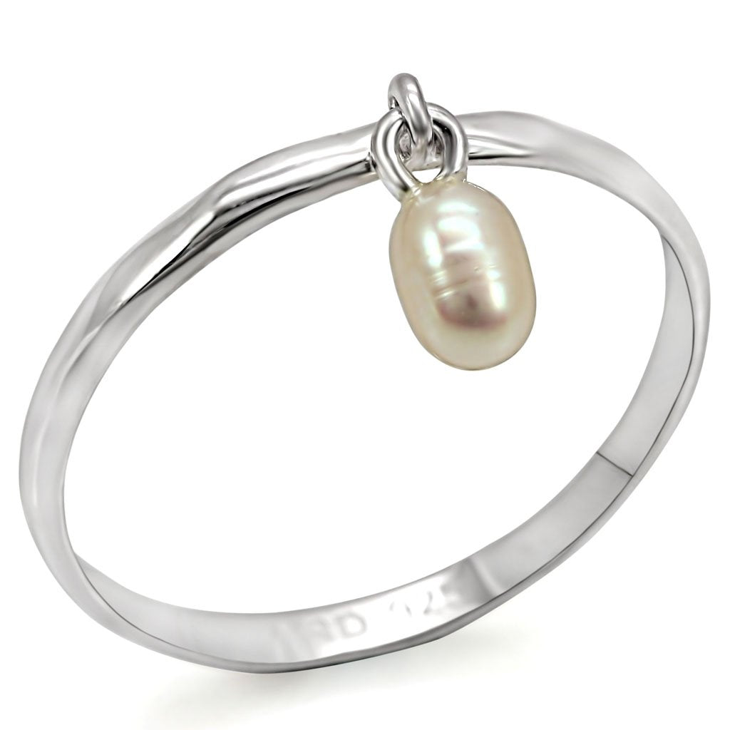 Silver 925 Sterling Silver Ring with Semi-Precious Pearl in White