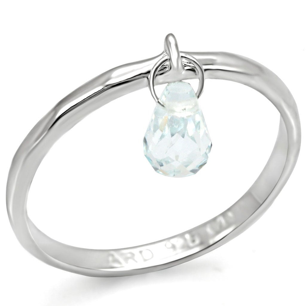 Silver 925 Sterling Silver Ring with Genuine Stone in Aquamarine