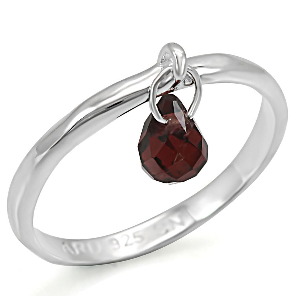 Silver 925 Sterling Silver Ring with Genuine Stone in Garnet
