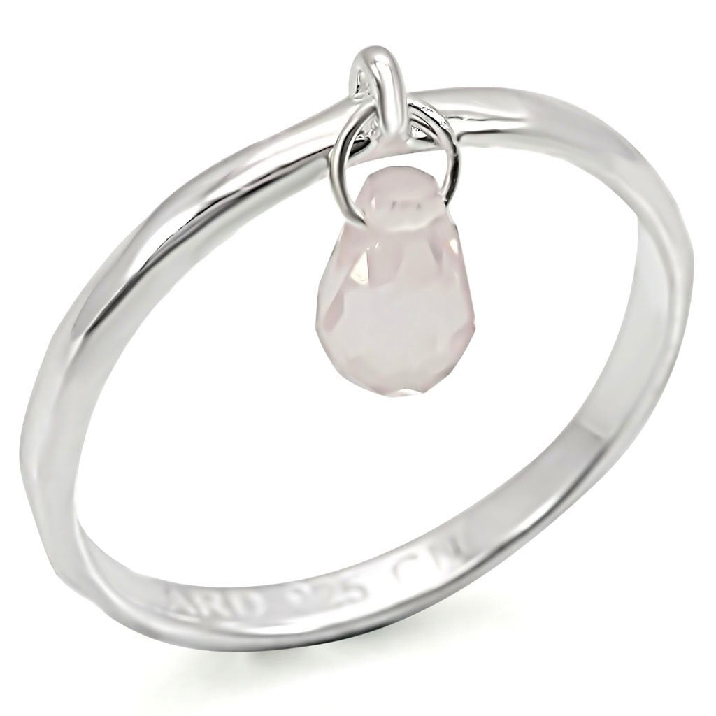 Silver 925 Sterling Silver Ring with Genuine Stone in Light Rose