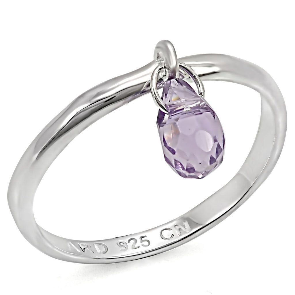 Silver 925 Sterling Silver Ring with Genuine Stone in Amethyst