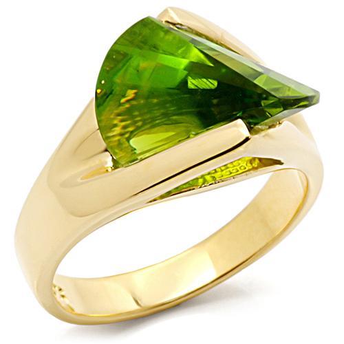 Gold 925 Sterling Silver Ring with Synthetic Spinel in Peridot