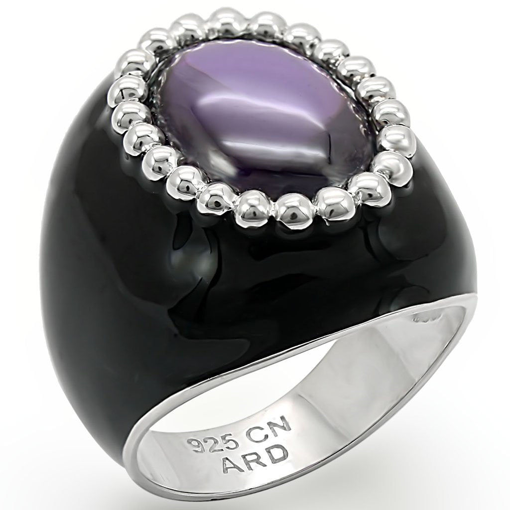 Silver 925 Sterling Silver Ring with AAA Grade CZ in Amethyst